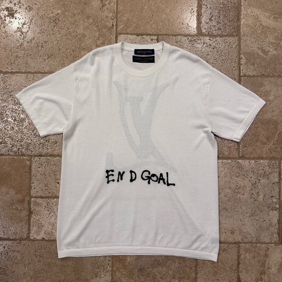 Louis Vuitton “End Goal” Intarsia White Sweater Knit T-Shirt